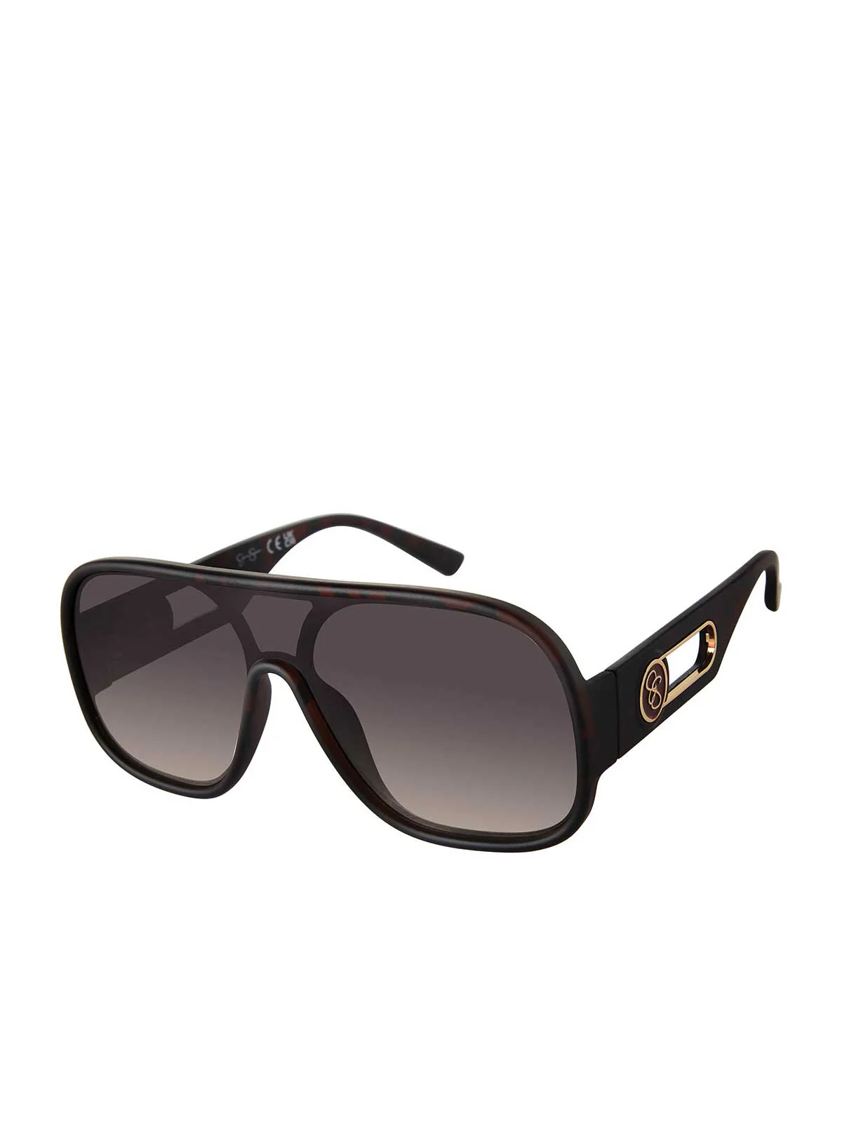 Modern Shield Aviator Sunglasses in Matte Tortoise