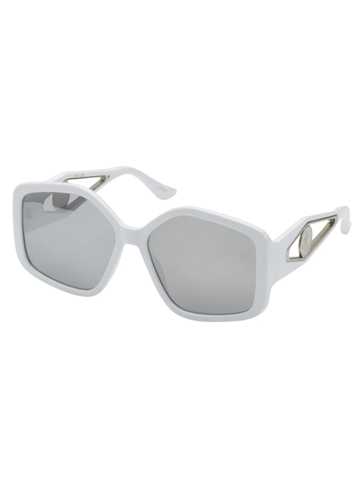 Oversized Geometric Sunglasses in White