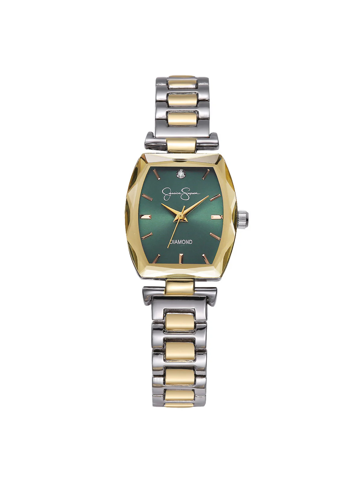 5774-faceted-bezel-bracelet-watch-in-gold-silver-1.webp Faceted Bezel Bracelet Watch in Gold & Silver